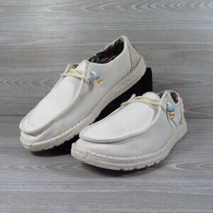 Hey Dude Wendy Natural Loafer Shoes Women's Sz 10 Salt White Breathable Comfort